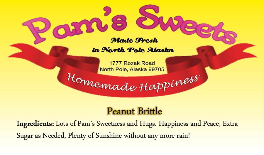Food label template, designed by Susie for Pam's Sweets.